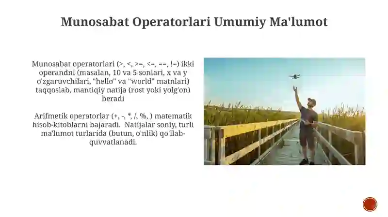Arifmetik operatorlar: relyatsion operatorlar 3