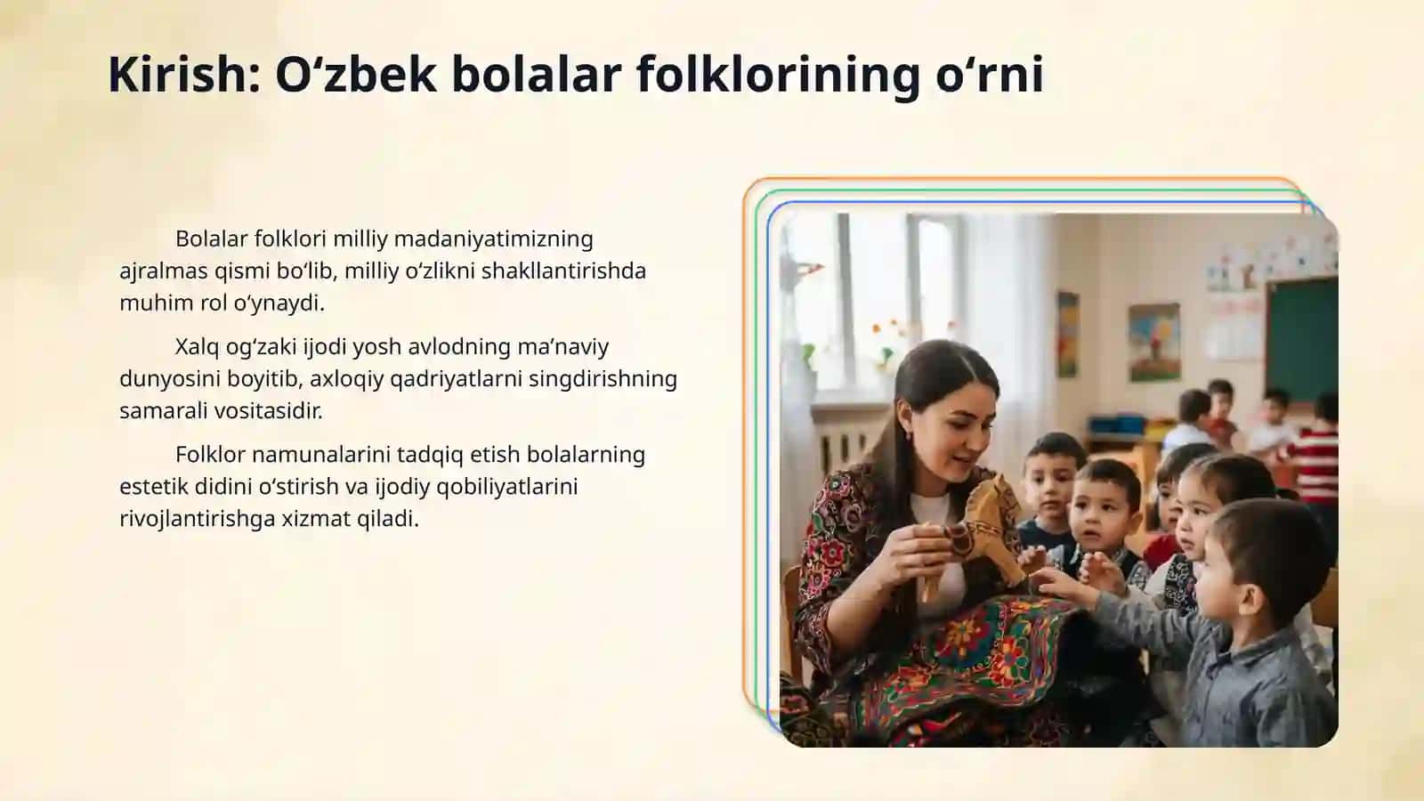 Ozbek bolalar folklori namunalarini toplash, nashr etish va ilmiy-estetik qimmatini  organish 3