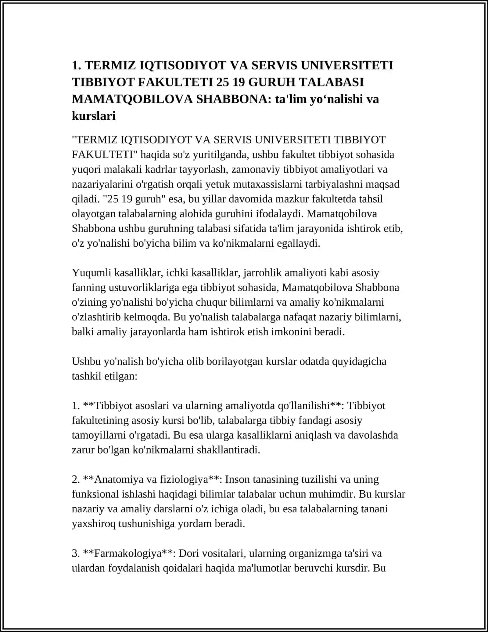 TERMIZ IQTISODIYOT VA SERVIS UNIVERSITETI TIBBIYOT FAKULTETI 3