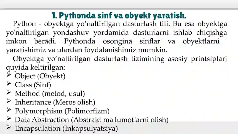 Pythonda sinflar va obyektlar 3
