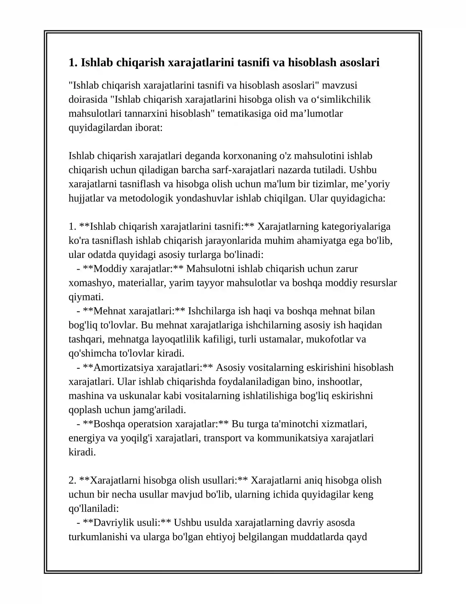 ISHLAB CHIQARISH XARAJATLARINI HISOBGA OLISH VA OʻSIMLIKCHILIK MAHSULOTLARI TANNARXINI HISOBLASH 3