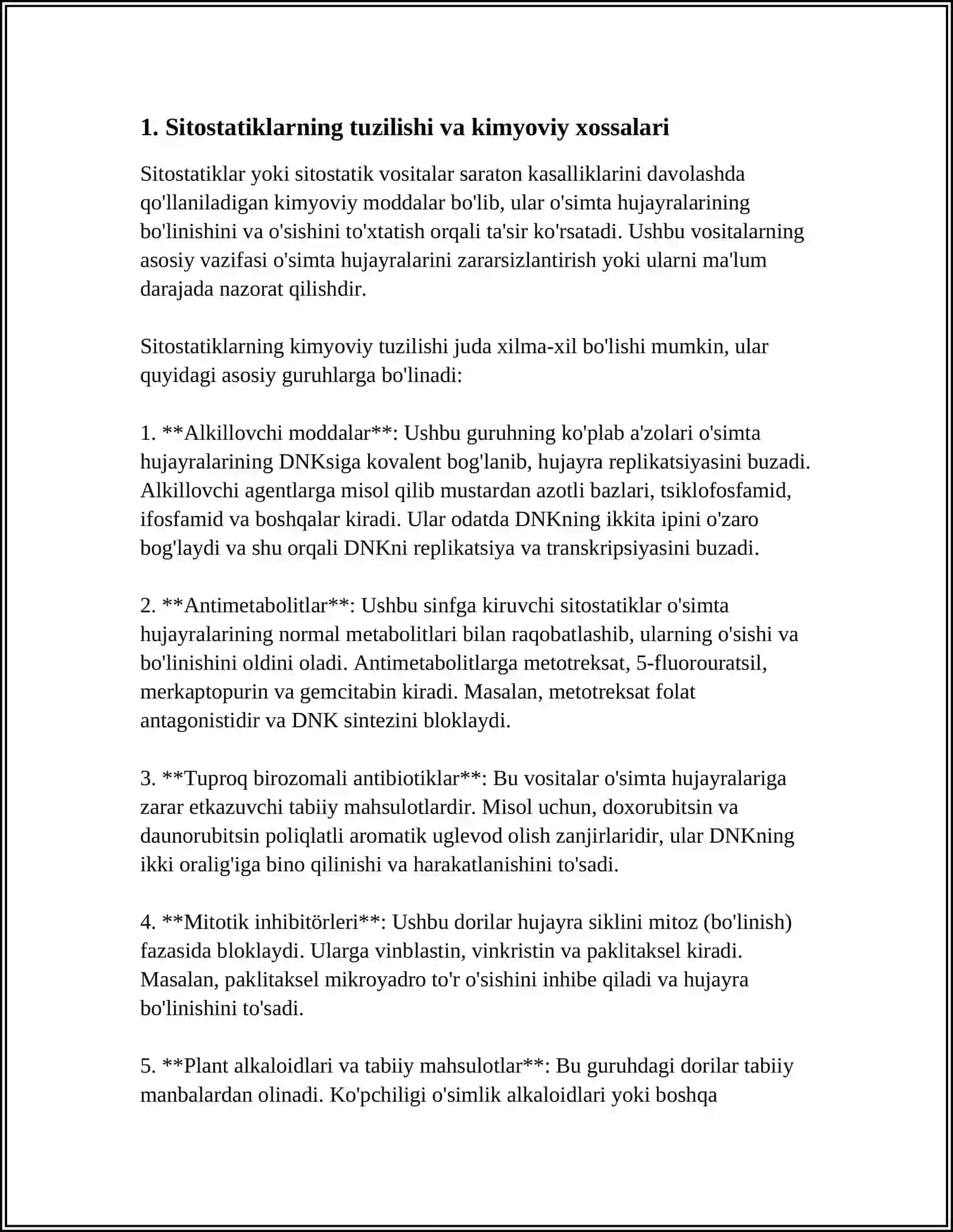 Sitostatik va Sitotoksinlar Tuzilishi va Qollanilishi 3