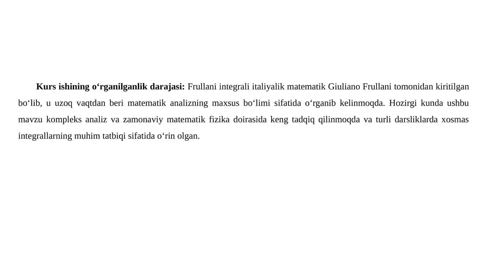 Frullani integrali va uni uni hisoblash 3