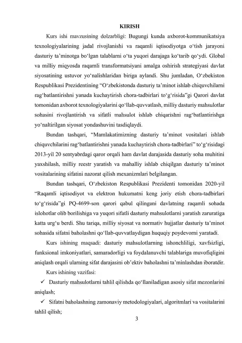 DASTURIY TAʼMINOT SIFATINI BAHOLASH USULLARI 3