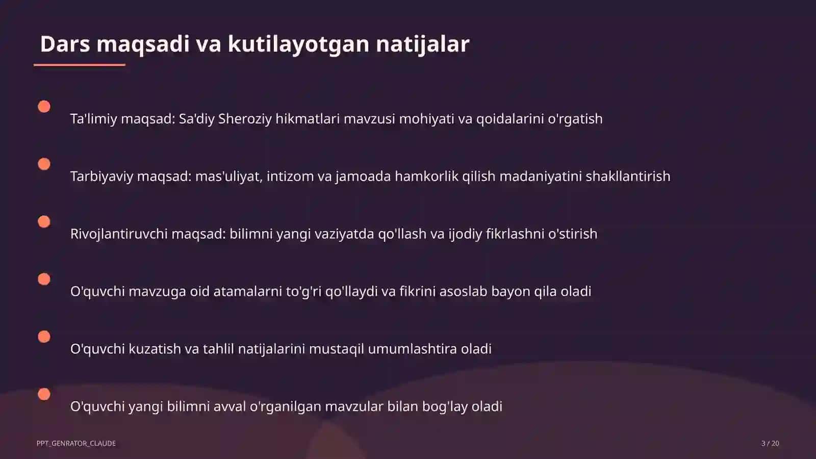 Sa'diy Sheroziy hikmatlari (6-sinf) 3
