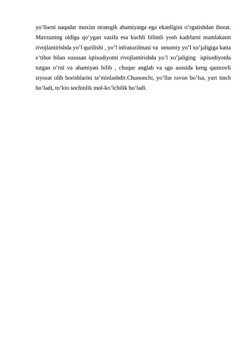 MAMLAKATIMIZ IQTISODIYOTIDA YO’L QURILISH TARMOG’INING TUTGAN O’RNI 3