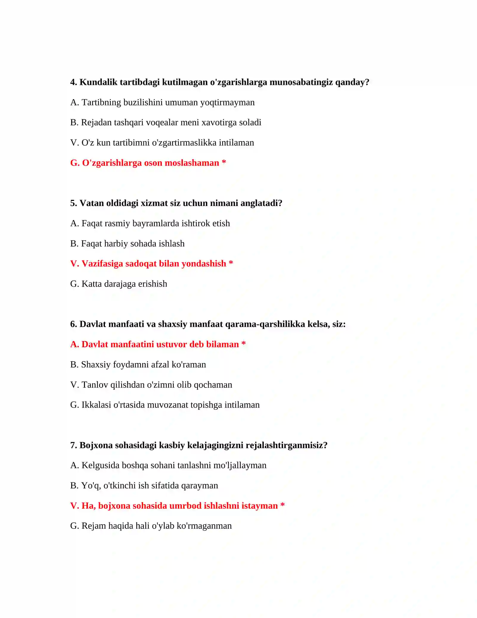 Bojxona akademiyasi test javoblari bilan 3