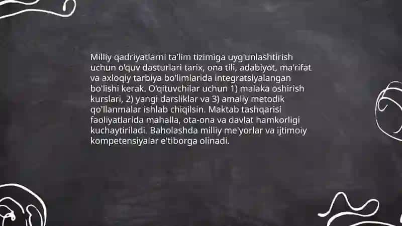 O'quv dasturlari tarix, ona tili, adabiyot, ma'rifat va axloqiy tarbiya bo'limlarida 3