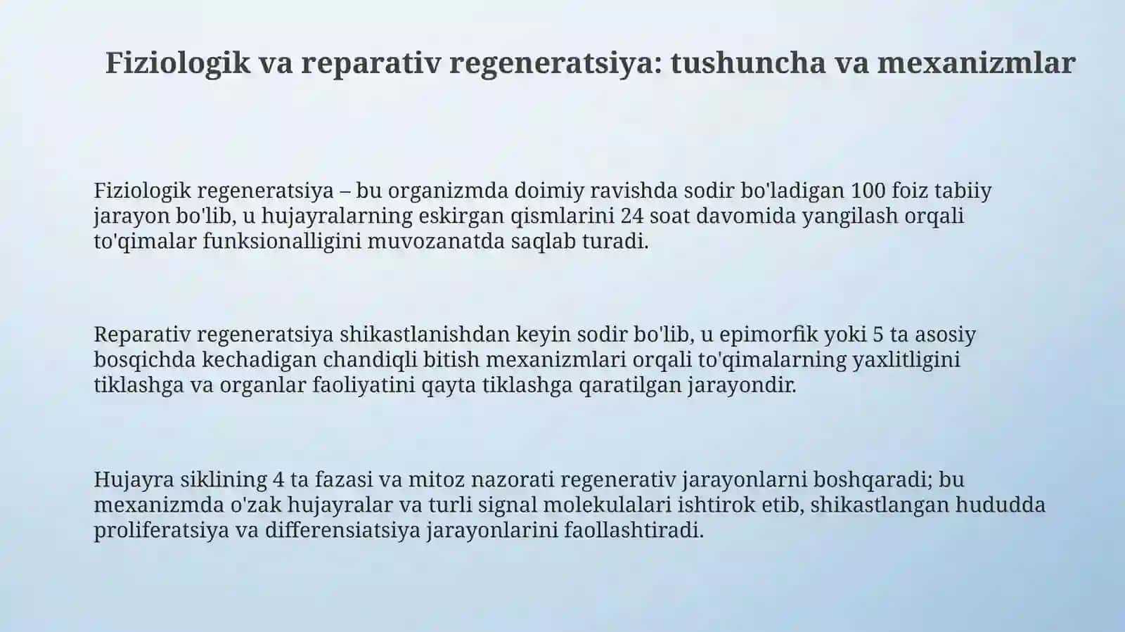 Fiziologik va reparativ regeneratsiya 3