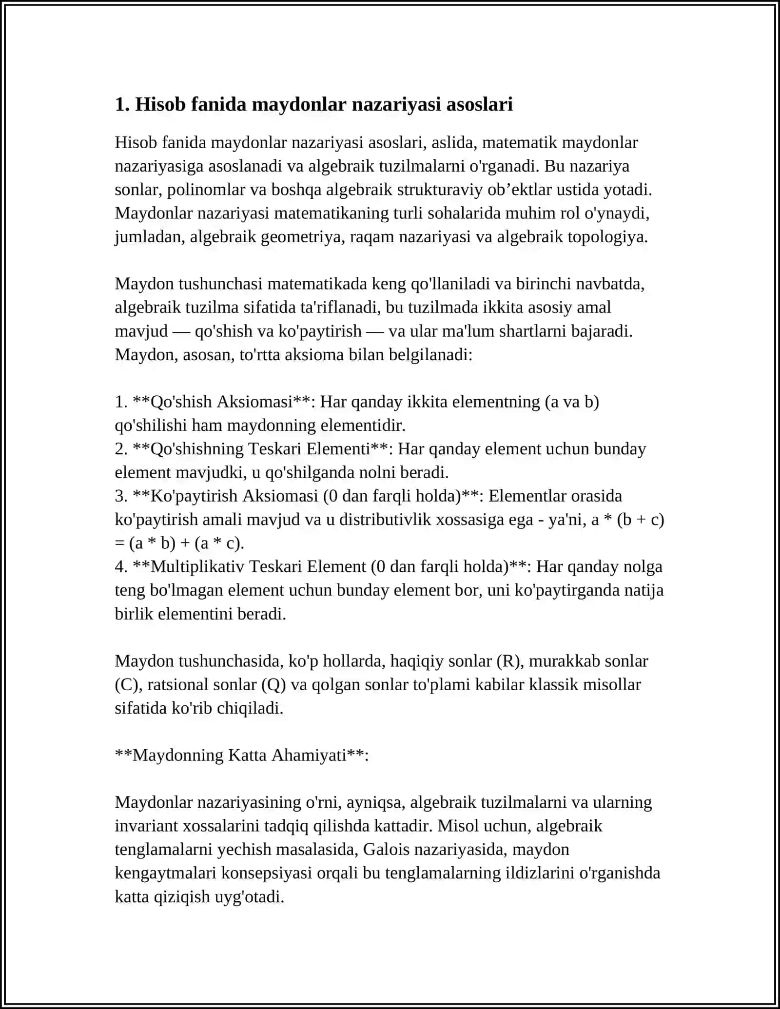 HISOB FANIDAN MAYDONLAR NAZARYASI TATBIQLARI 3