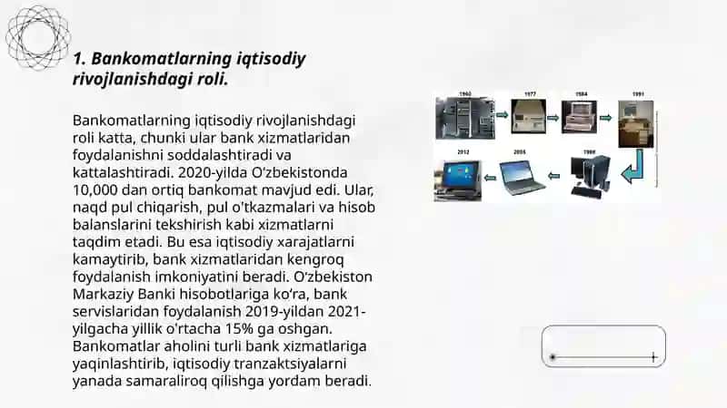 Ozbekistonda bankomatlarning rivojlanishining o'rni va ahamiyati 3
