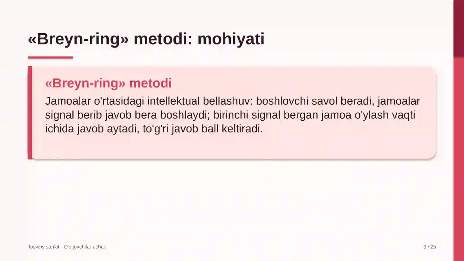 tasviriy san'at darslarida breyn ring metodidan foydalanish 6794 3