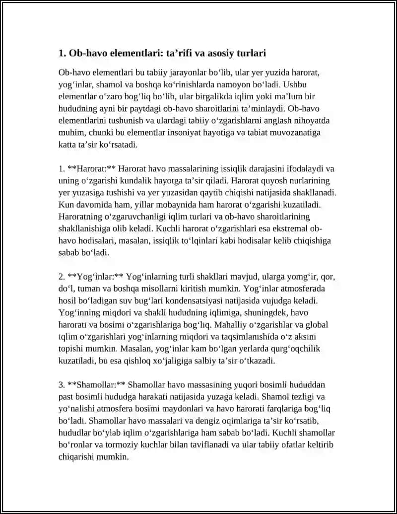 OB HAVO ELEMENTLARI YOG'INLAR TEMPERATURA SHAMOLLAR VA ULARDAGI TABIIY O'ZGARISHLARNI ANGLASH 3