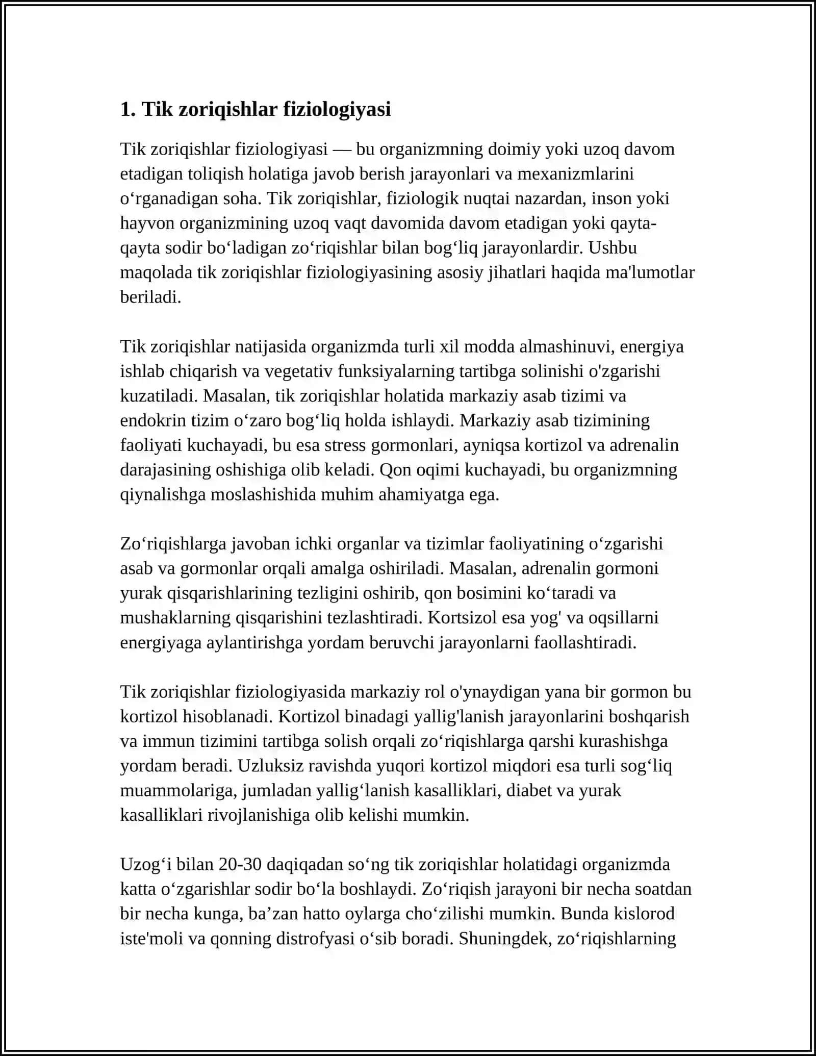 Tik zoriqishlar fiziologiyasi 3