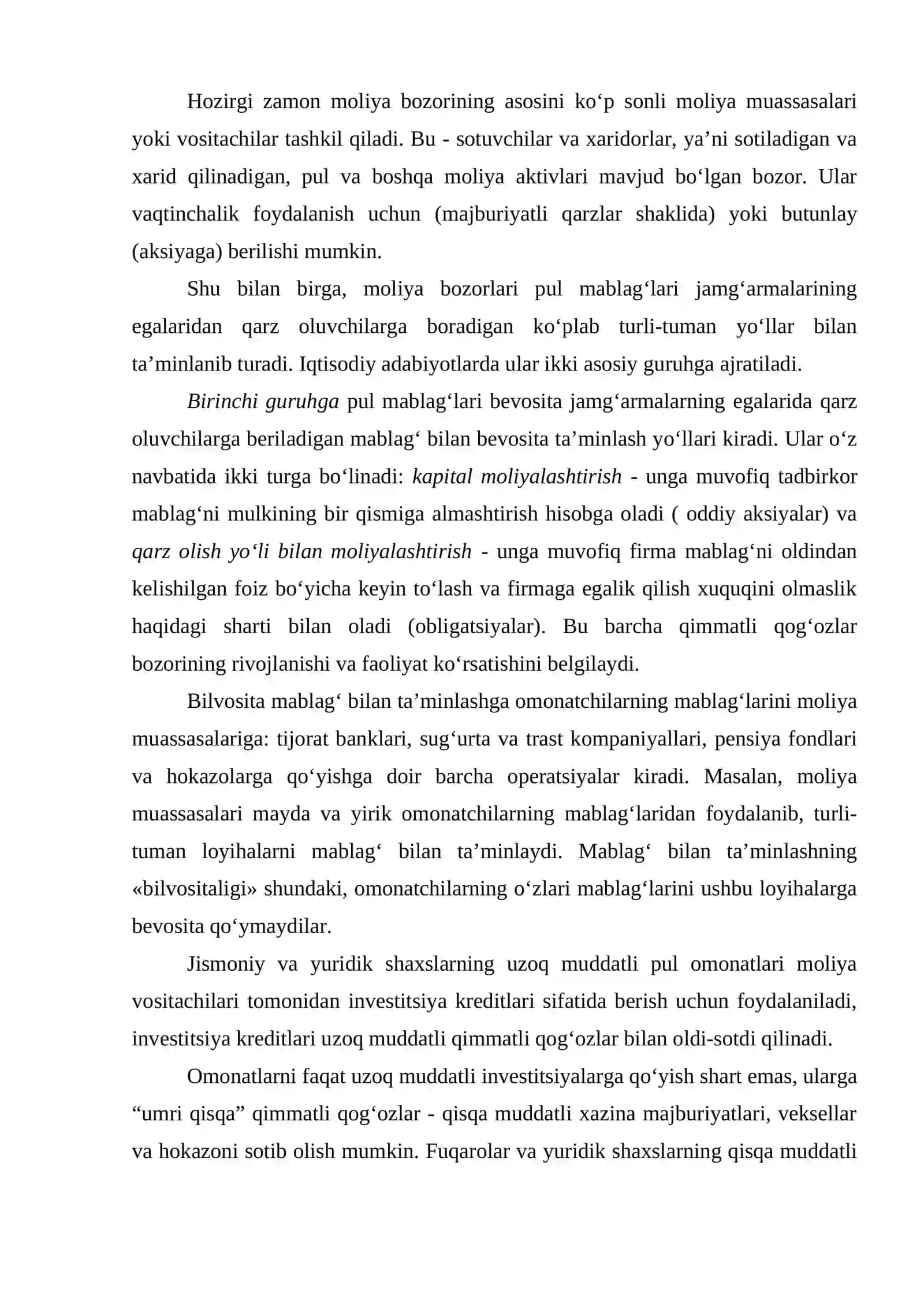 Moliya bozori haqida tushuncha 3