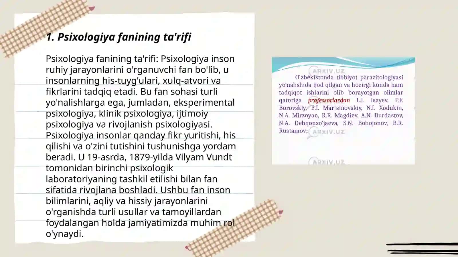 Psixologiya fanining predmeti va rivojlanish tarixi 3