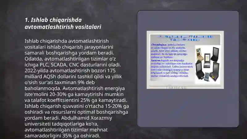 Ishlab chiqarishda avtomatlashtirish vositalari 3