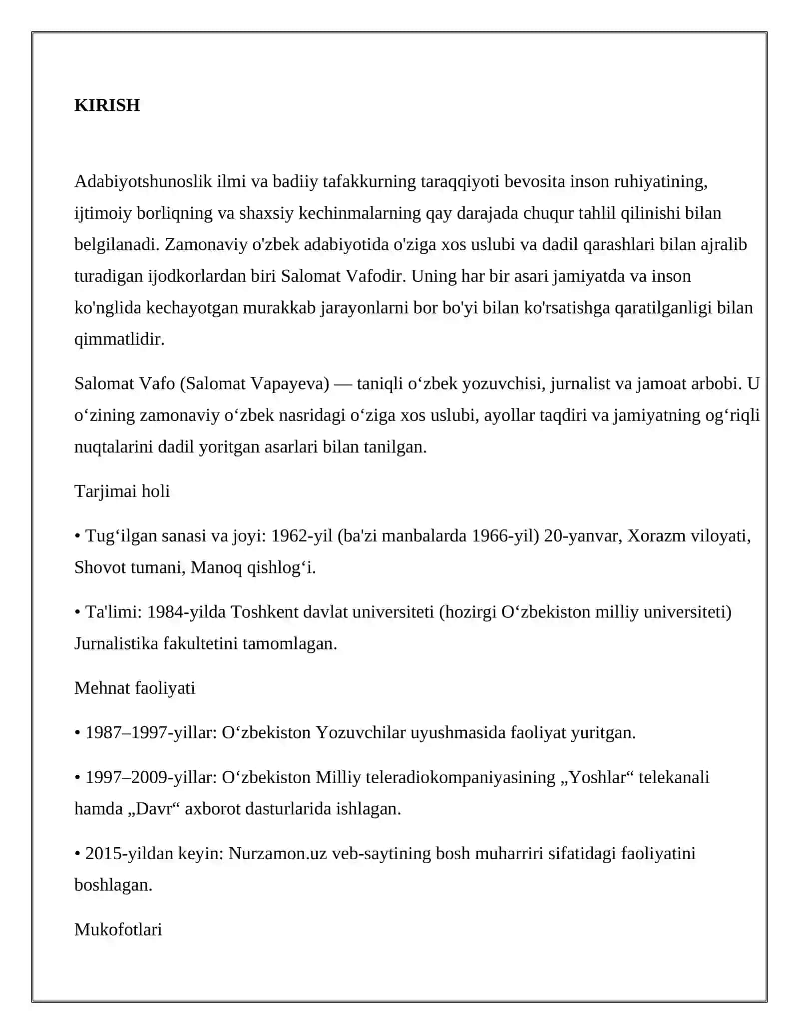 SALOMAT VAFONING „OVORANI KOʻRGAN KECHIRGANLARI“ ROMANINING BADIIY VA STRUKTURAVIY TAHLIL 3