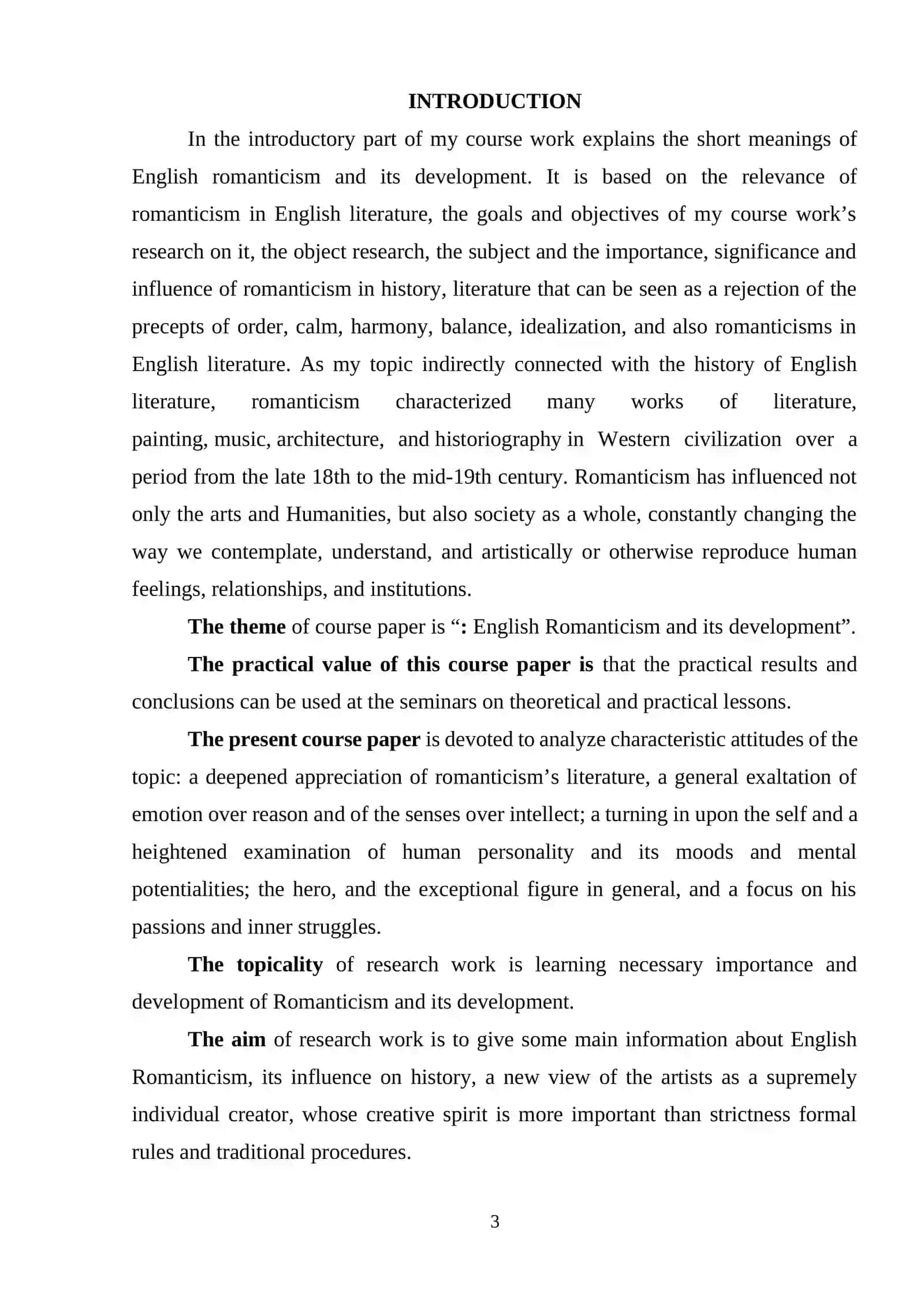 COURSE PAPER "Romanticism movement in England" 3