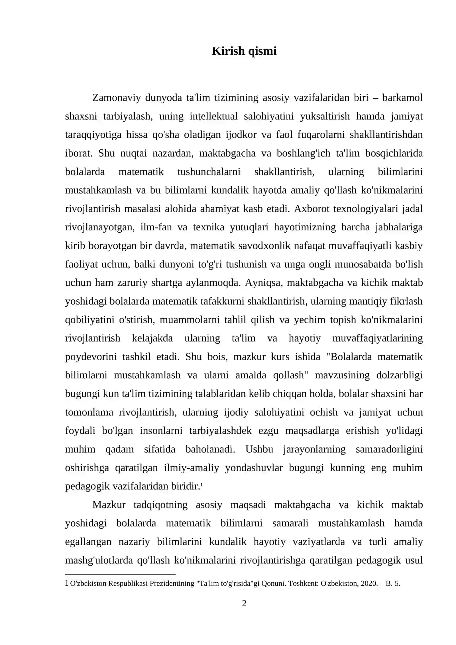 "Bolalarda matematik bilimlarni mustahkamlash va ularni amalda qollash" 3