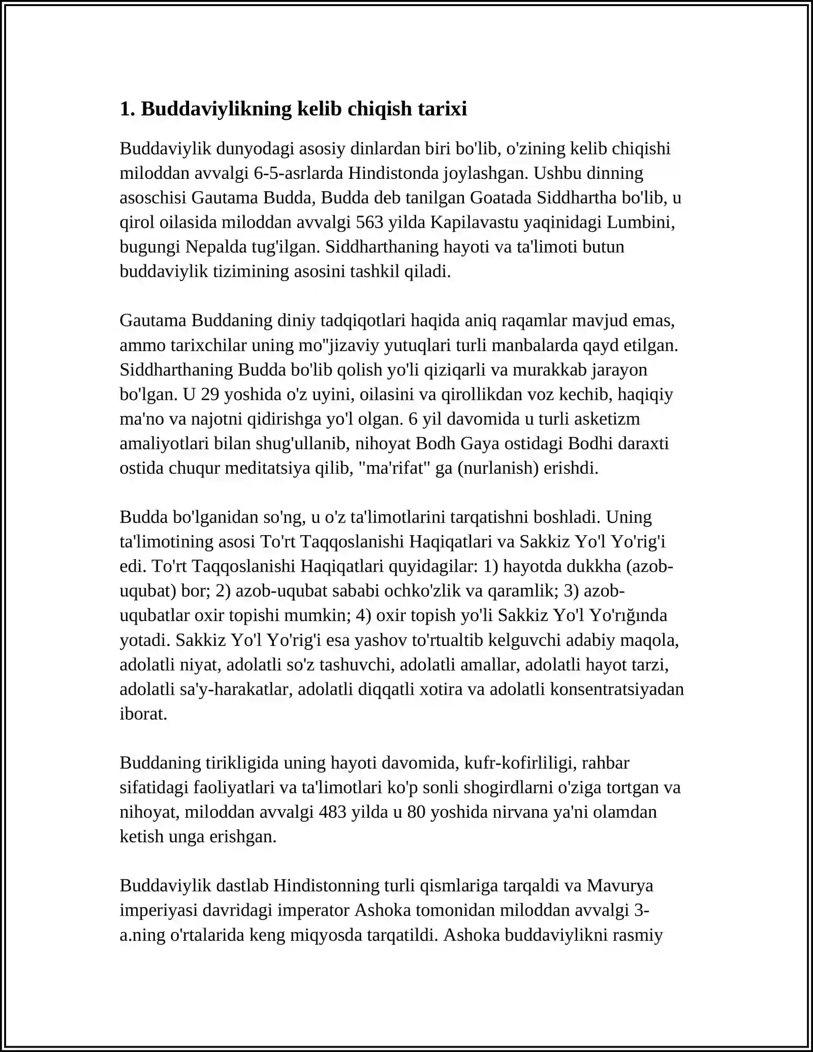 BUDDAVIYLIK DININING PAYDO BOʻLISHI TARIXI 3