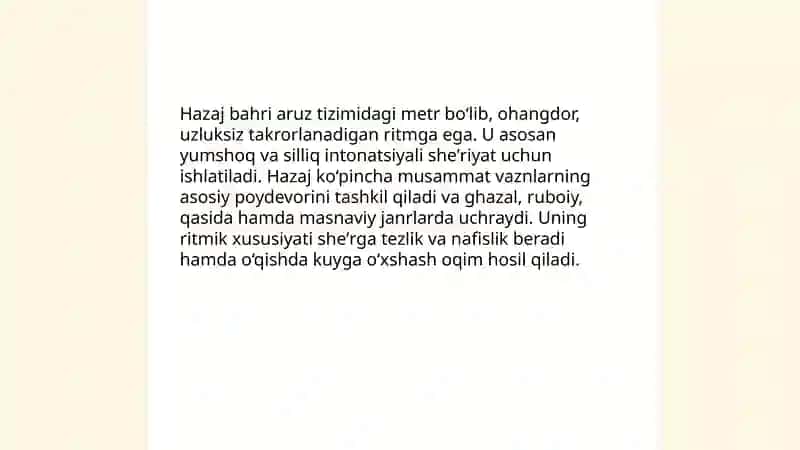 Hazaj bahri. Musamman vaznlari 3
