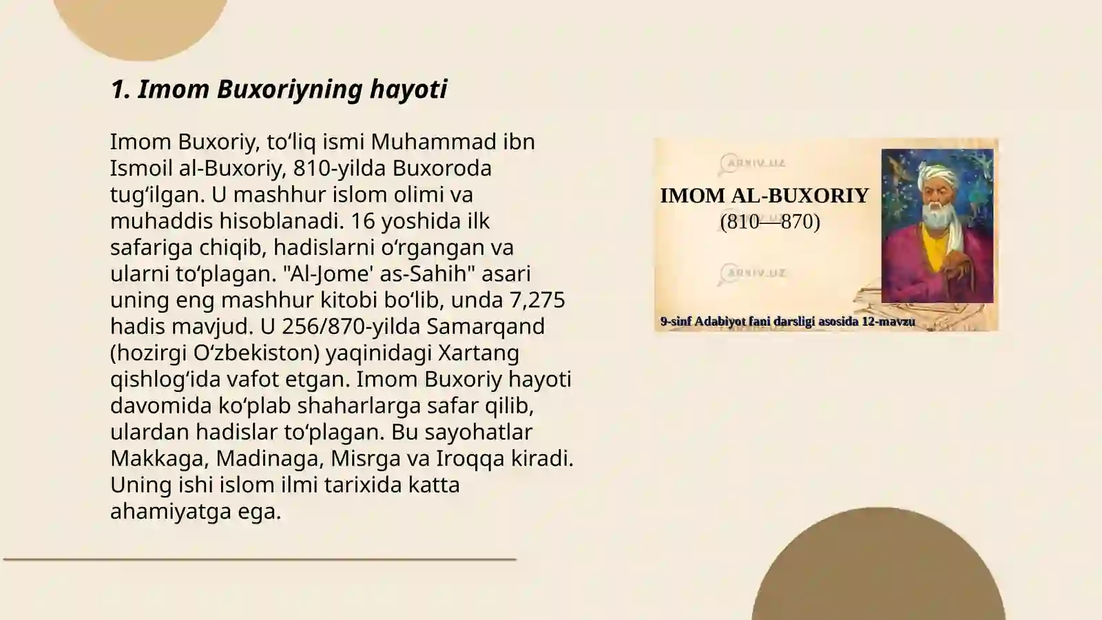 Imom Buxoriyning hayoti 3