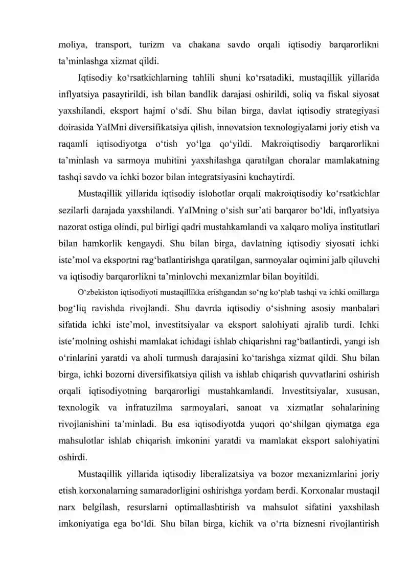 O‘zbekiston iqtisodiyotining mustaqillik davridagi umumiy ko‘rinishi 3