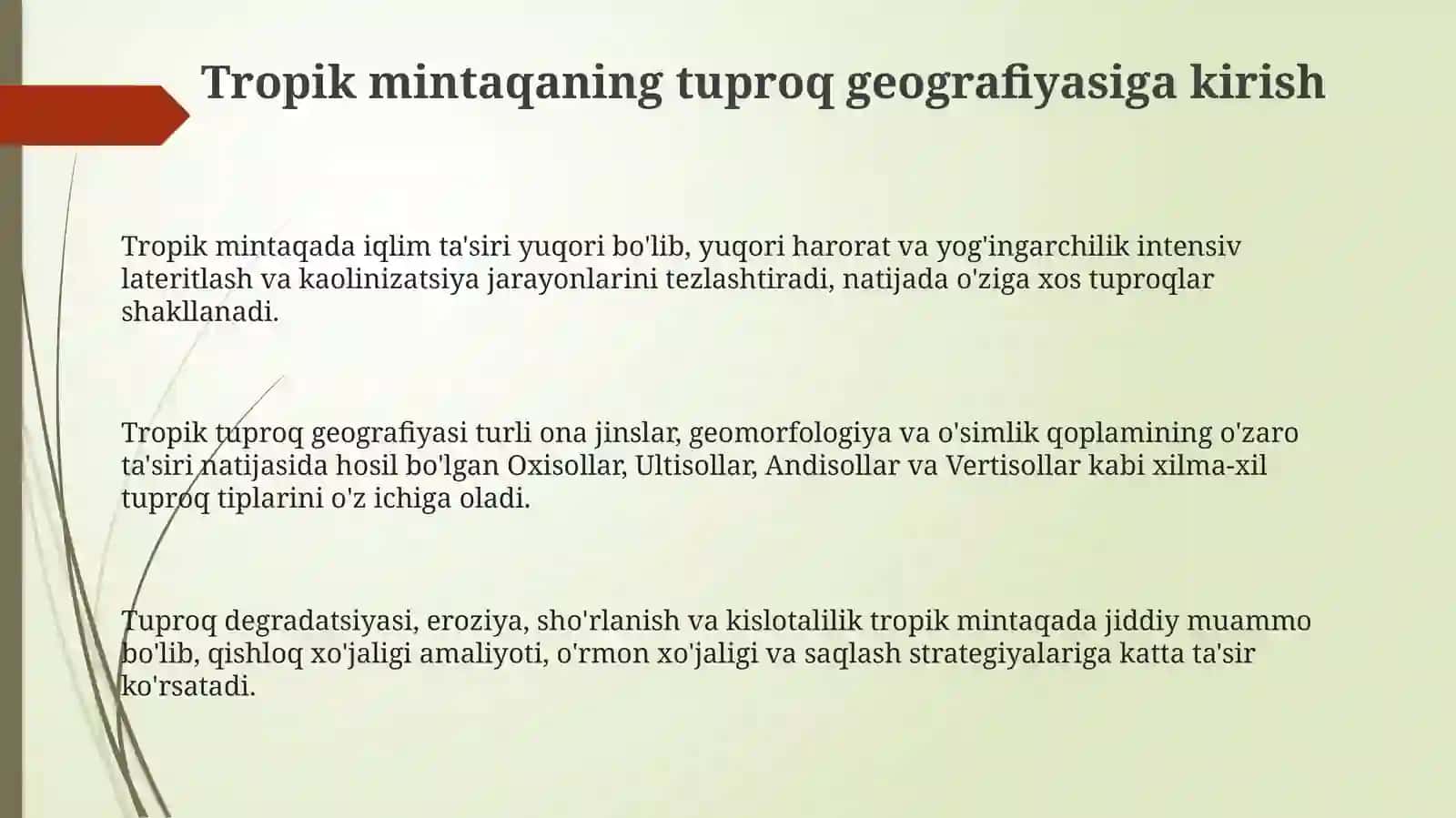 Tropik mintaqa tuproqlar geografiyasi 3