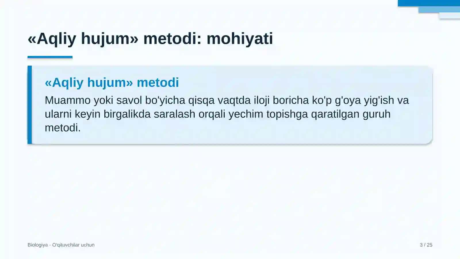biologiya darslarida aqliy hujum metodidan foydalanish 3735 3