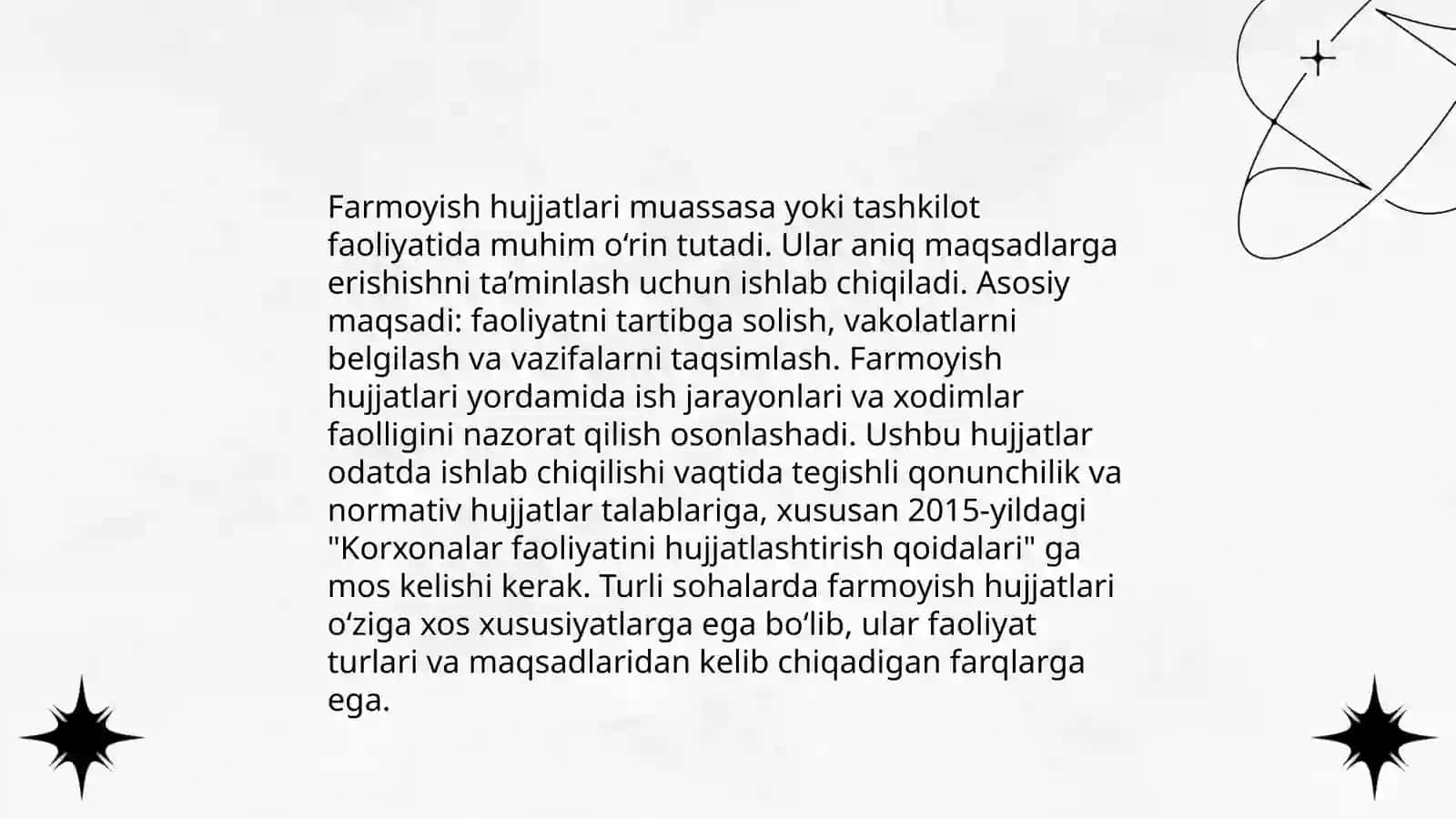 Farmoyish hujjatlarining yuritilishini o'rganish 3