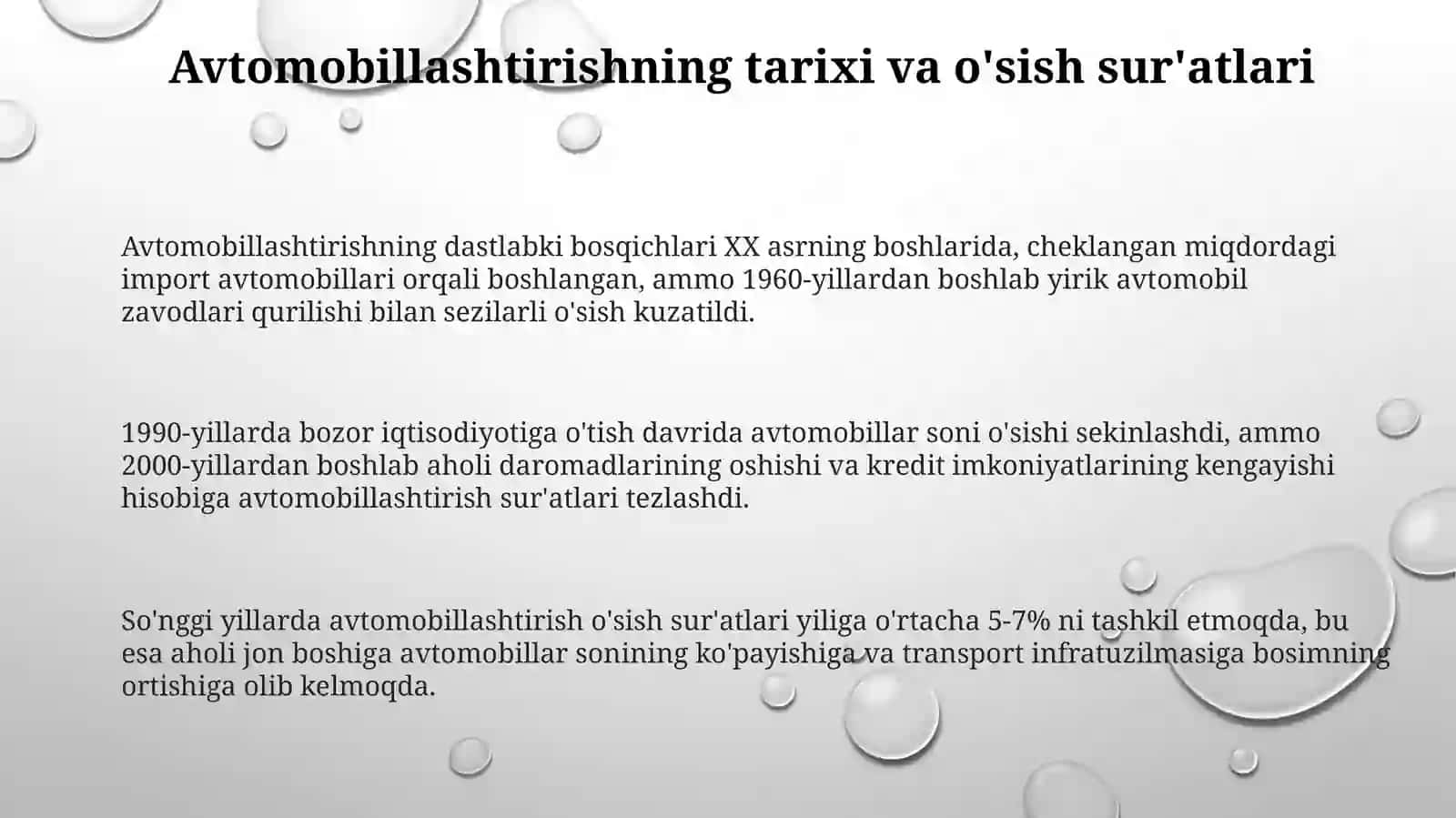 Avtomobillashtirish vauning iqtisodiy rivojlanishi 3