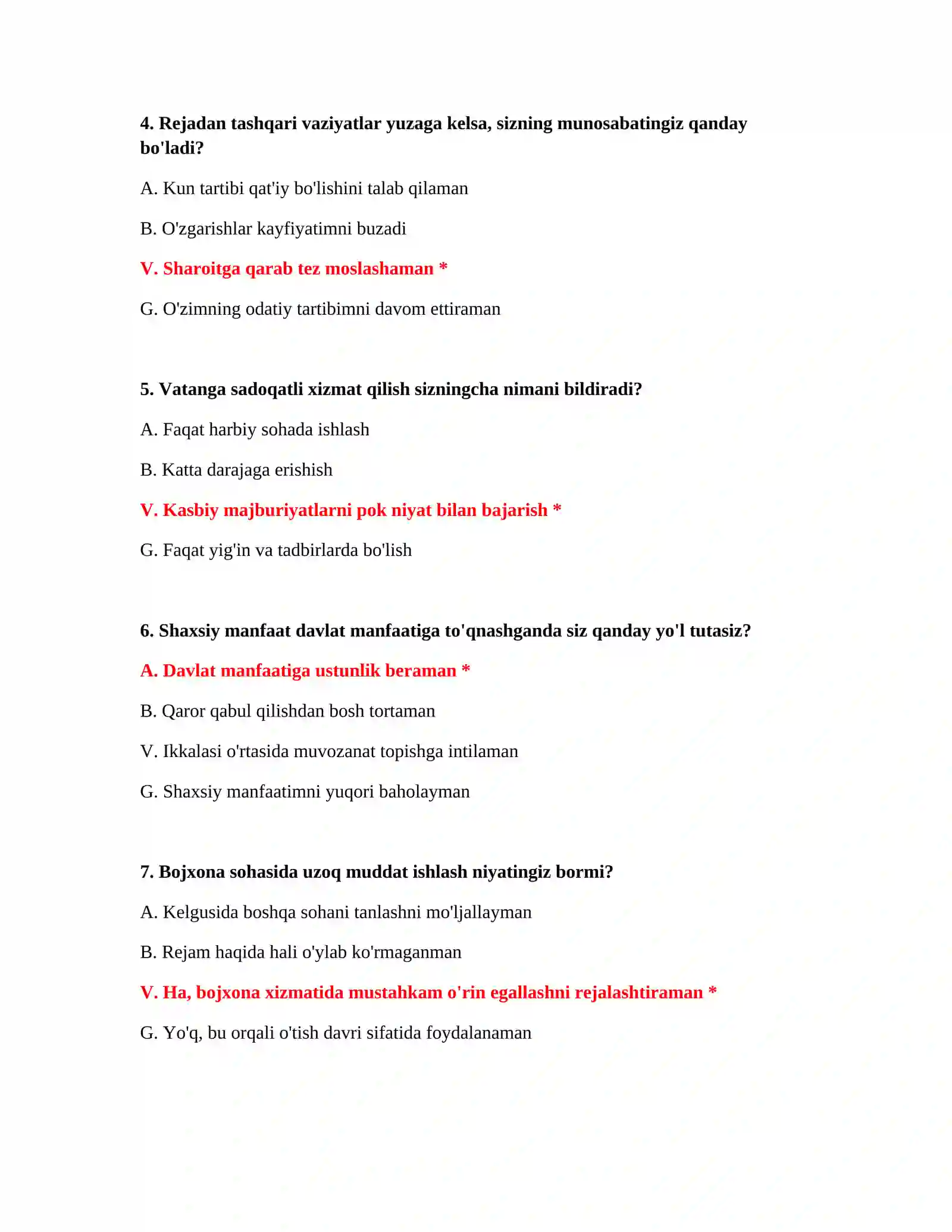 Bojxona tariflari testlari 3
