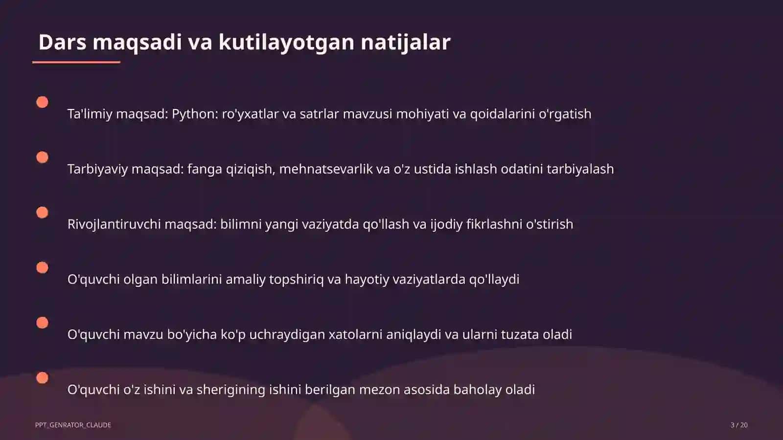 Python: ro'yxatlar va satrlar (9-sinf) 3