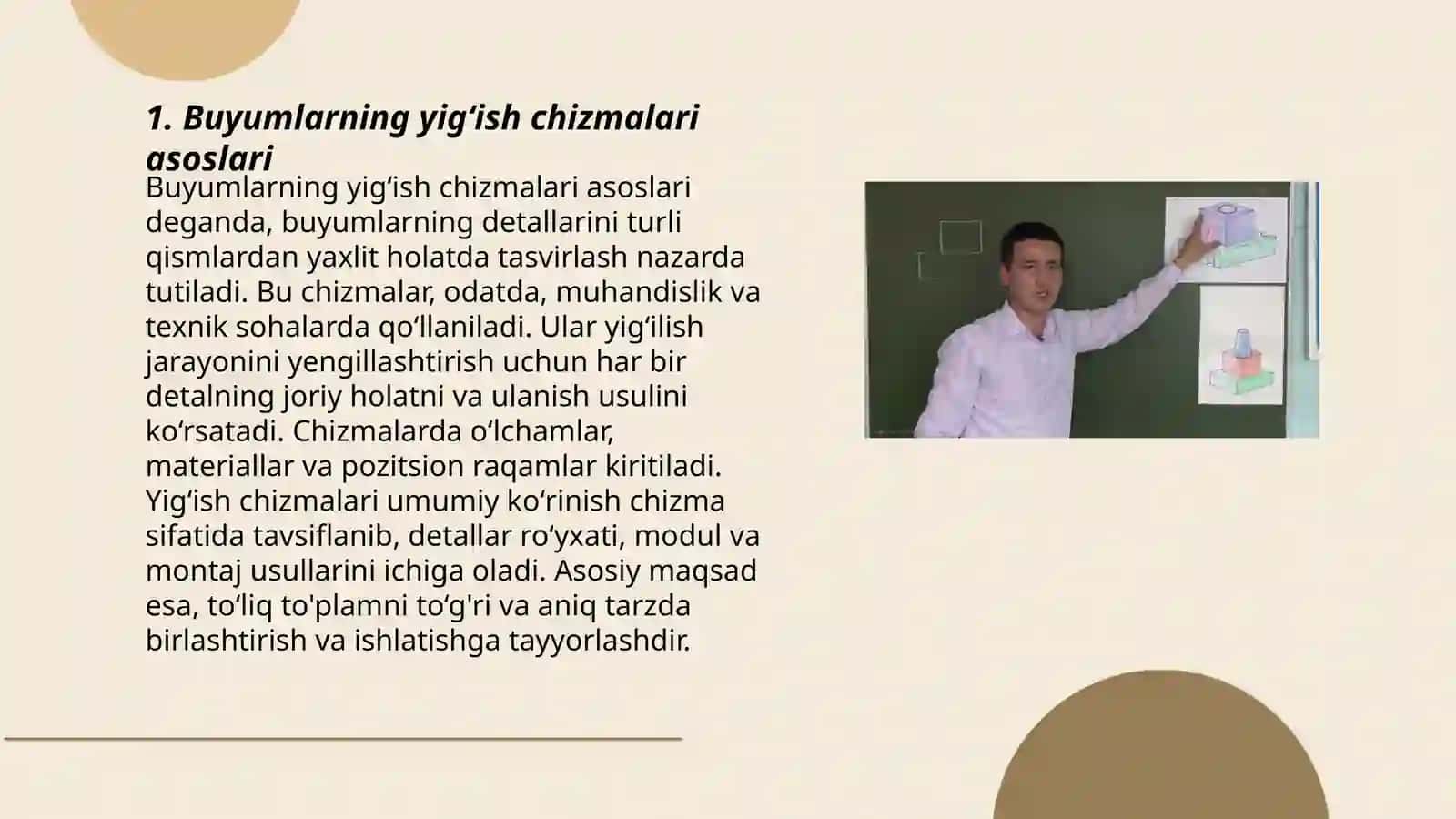 Buyumlarning yigʻish chizmalari speketevatsiya va uning tarkibi 3