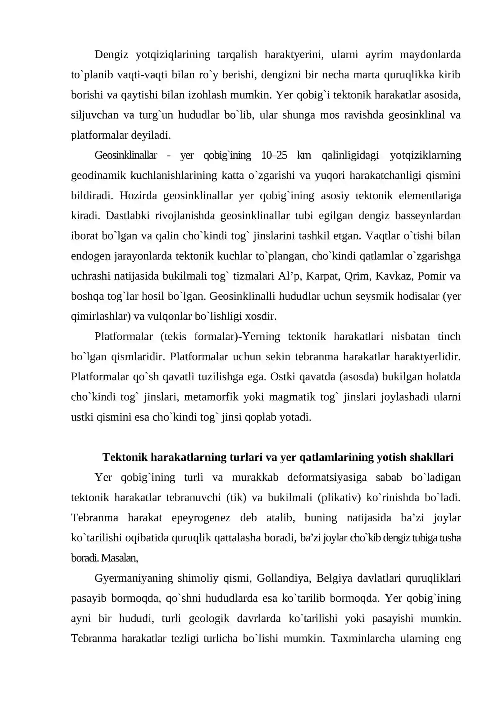 Yerning ichki kuchiga bog`liq bo`lgan geologik hodisalar 3