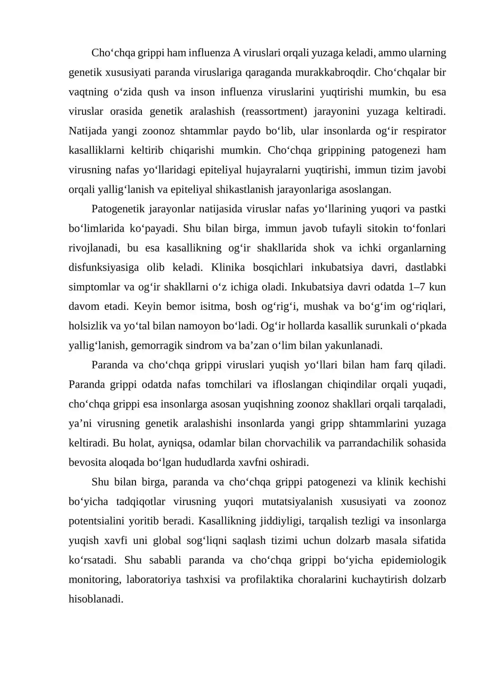 Paranda va cho‘chqa grippi va uning hoziygi kundagi muammolari 3