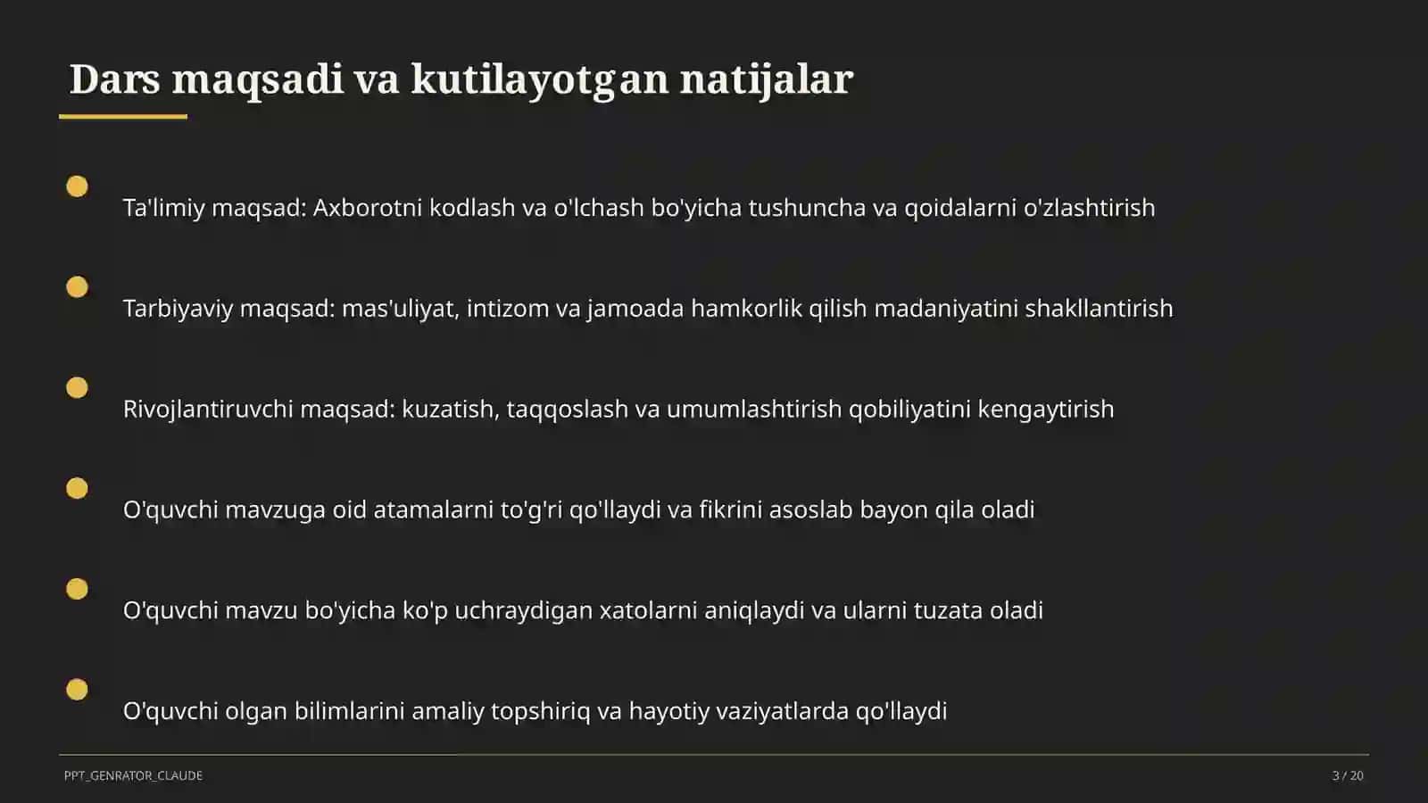 Axborotni kodlash va o'lchash (7-sinf) 3