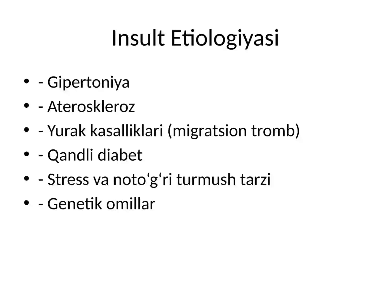 INSULT: ETIOLOGIYASI, TASNIFI VA BIRINCHI YORDAM ALGORITMI 3