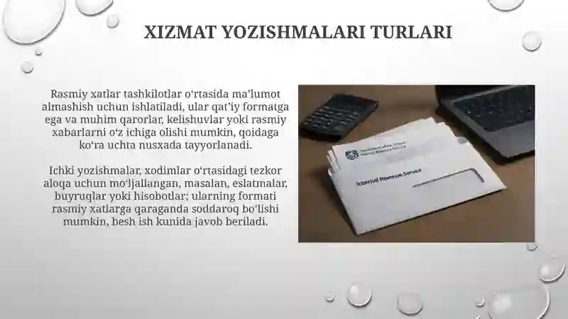 Xizmat yozishmalari 3