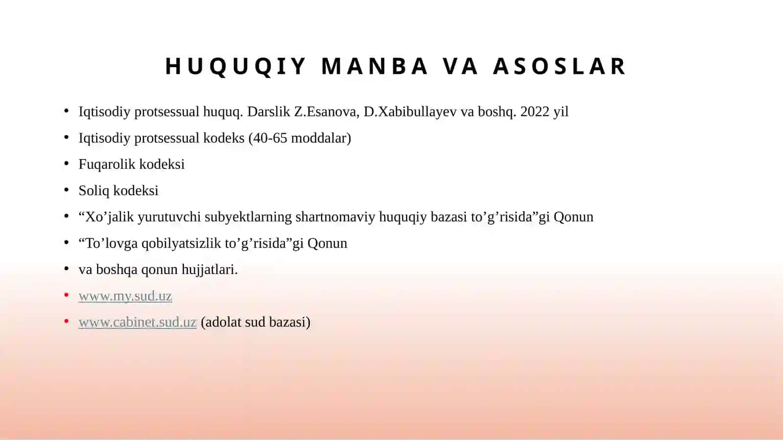 Iqtisodiyishni qo’zg’atish, tayyorlash va suddamuhokama qilish. Birinchi instansiya sudning qarorlari 3
