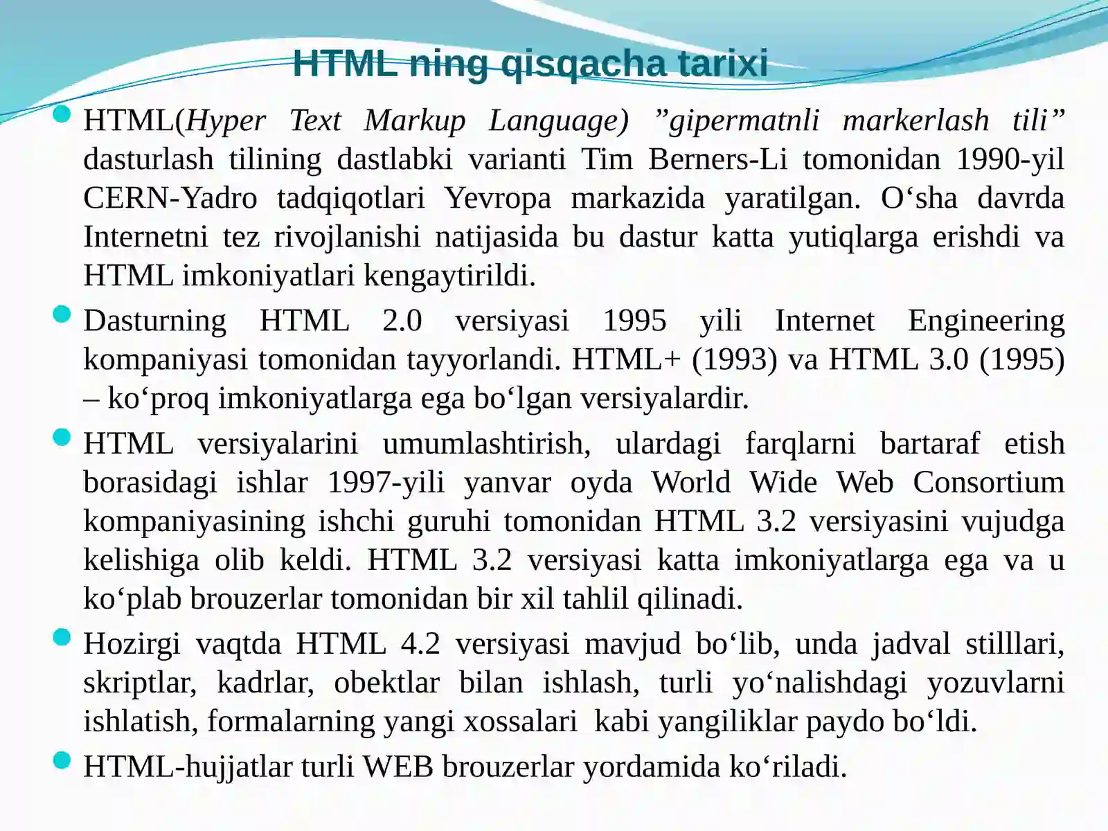 HTML TILI ASOSLARI 3