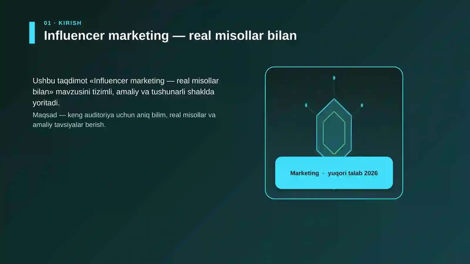 Influencer marketing — real misollar bilan 3