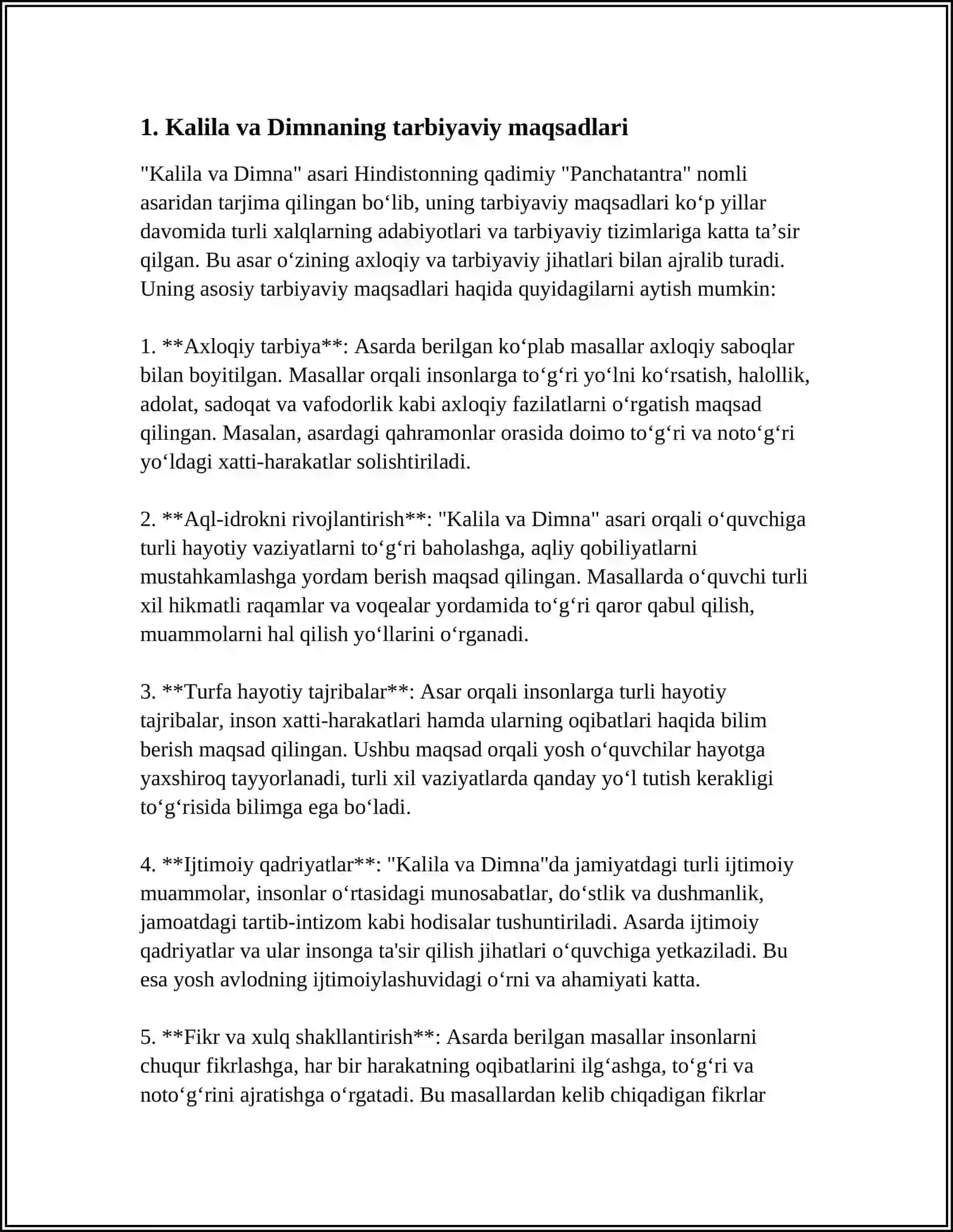 KALILA VA DIMNA ASARINING DIDAKTIK XUSUSIYATLARI 3