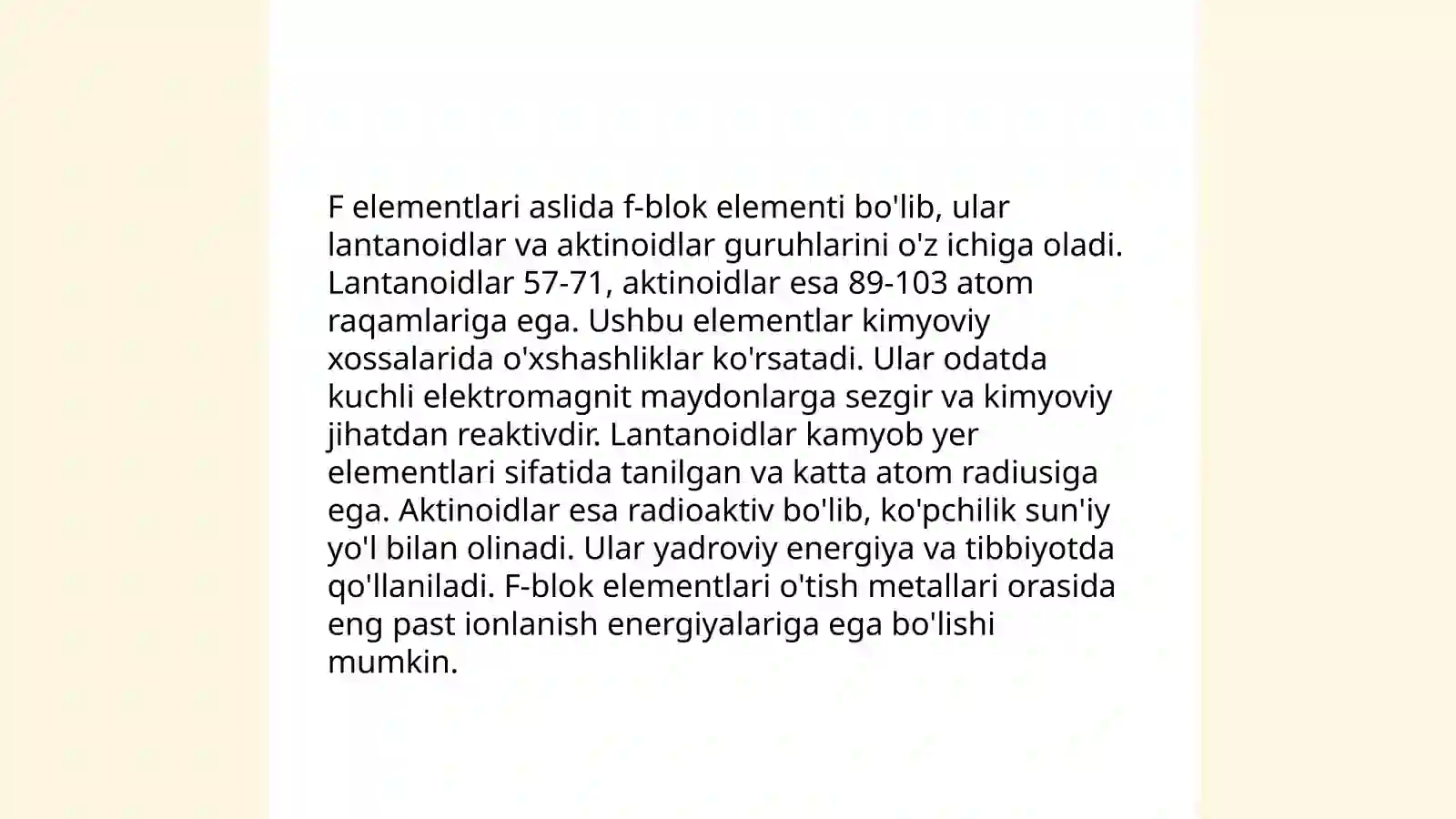 F elementlar kimyosi 3