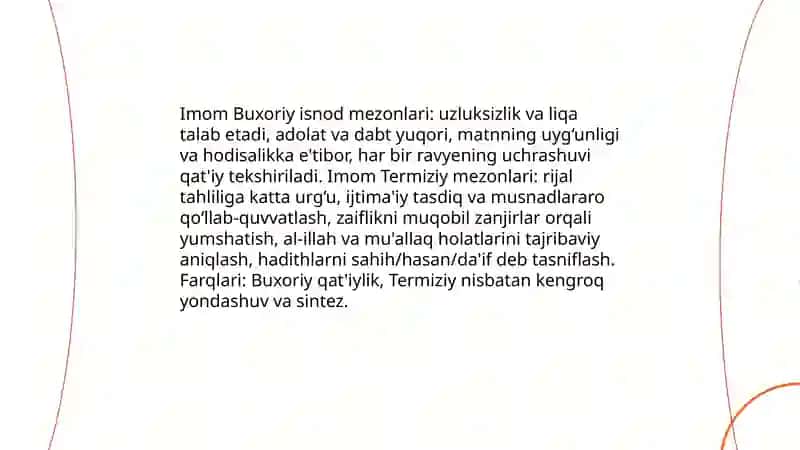 Imom Buxoriy va Imom Termiziyning hadis ilmiga qo‘shgan hissalarini qiyosiy tahlili 3