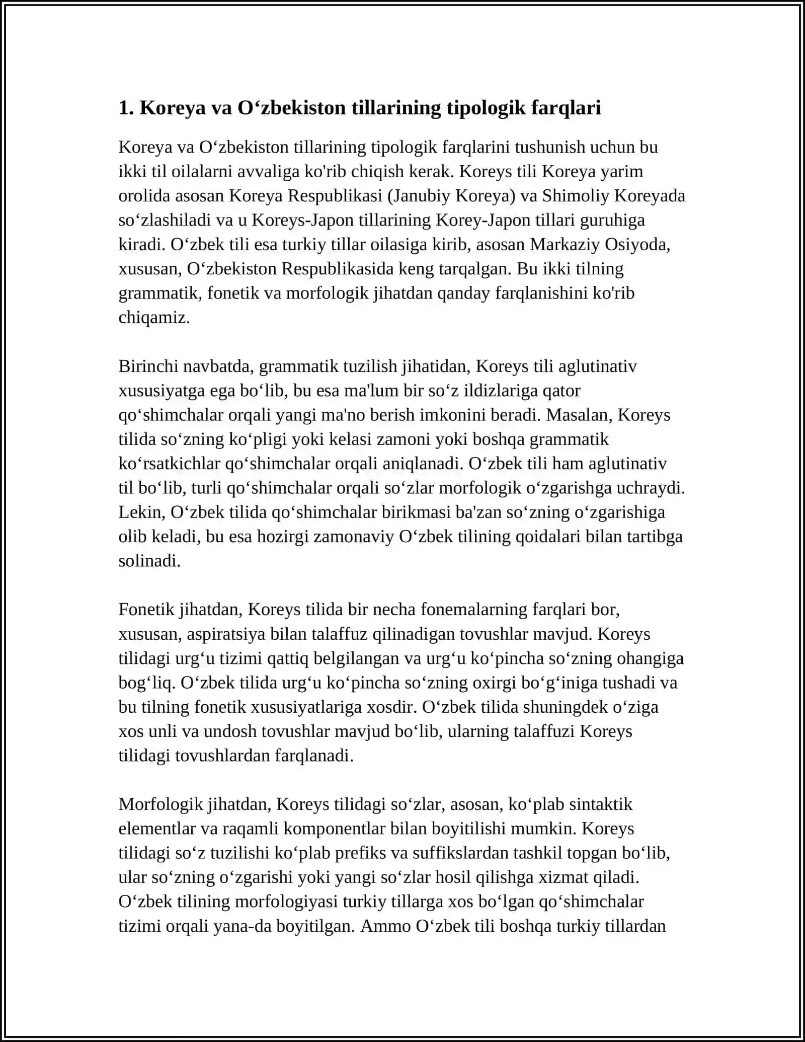 KOREYA VA OʻZBEKISTONNING TILI, MILLATI VA AHOLISI 3