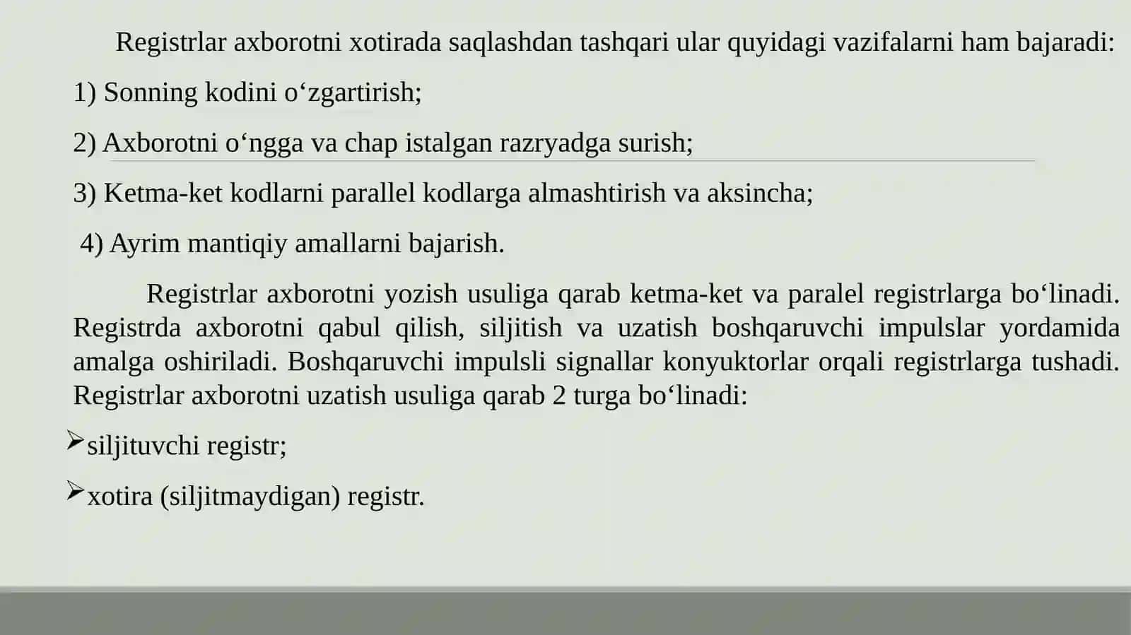 Registr, coder va decoderlar 3