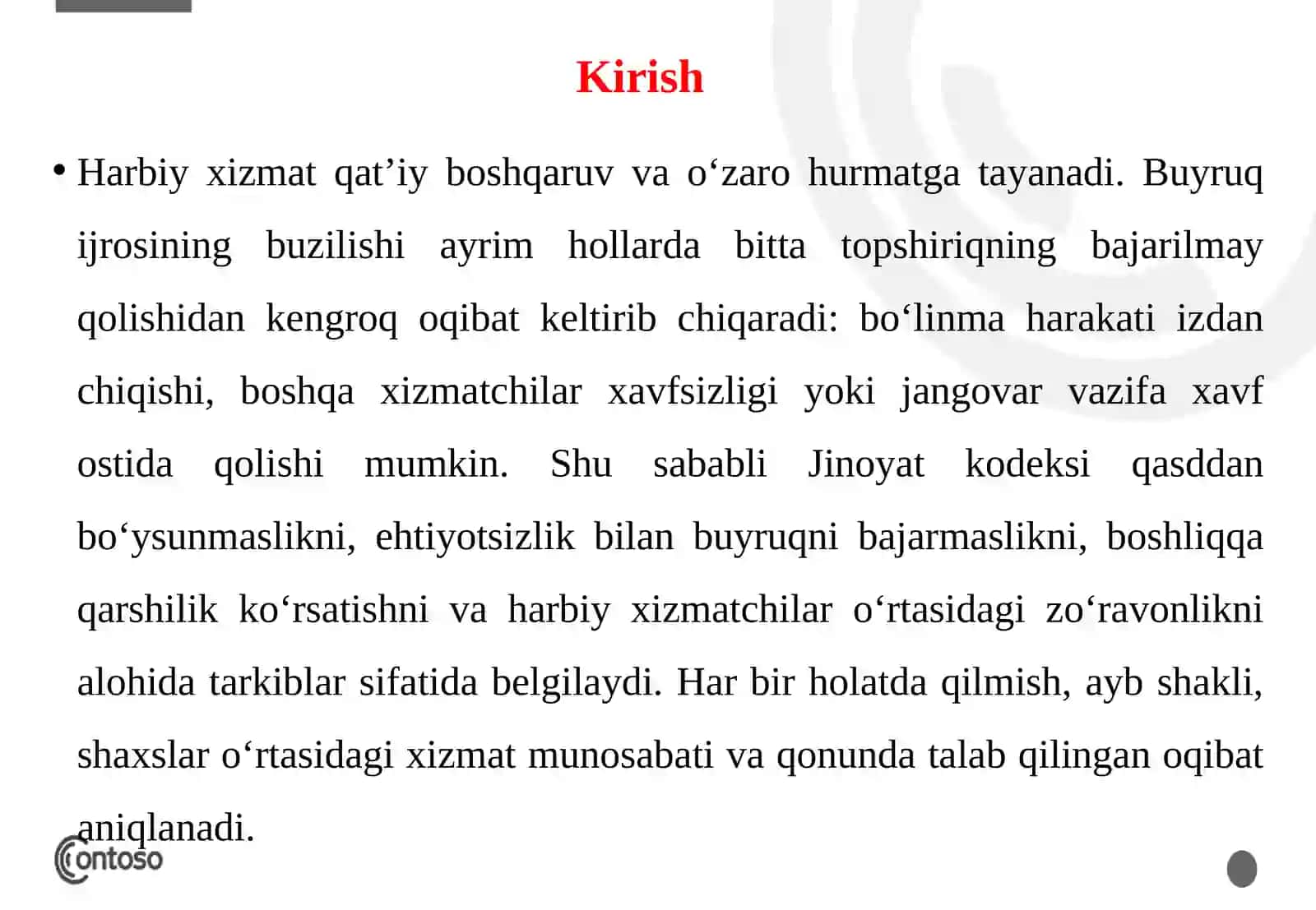 Bo‘ysunish va harbiy sha’nga rioya etish tartibiga qarshi jinoyatlar 3