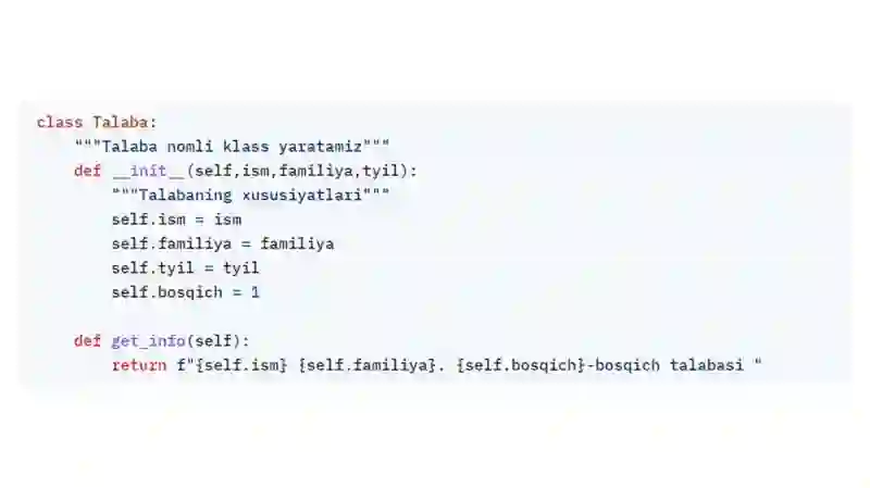 Python. OBYEKTLAR BILAN ISHLASH 3
